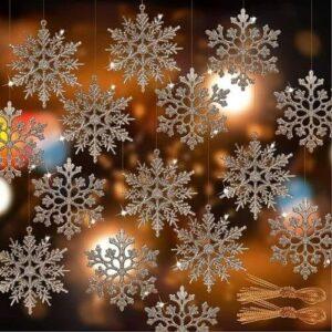 15pcs Champagne Snowflakes Ornament Set