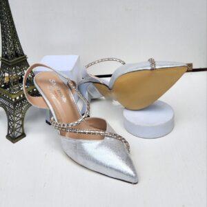 Elegant Pointed-Toe High Heels with Stoned Straps