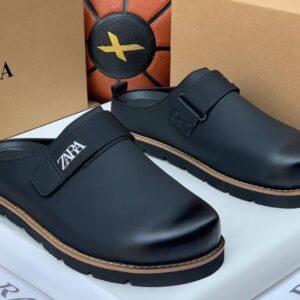 Zara Black Cross-Belt Half Shoes for Men